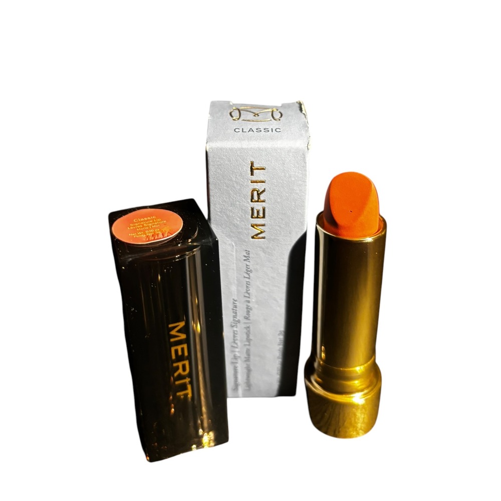 Merit Signature Lip Lightweight Matte Lipstick Classic Orange Red 0.10oz NIB
